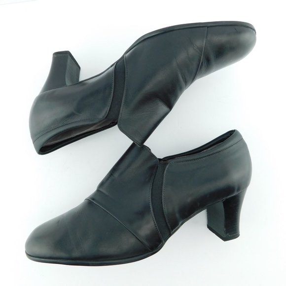 BEAUTIFEEL Black Leather Block Heel Slip-on Pumps 40 - Picture 5 of 9